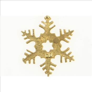 14K Snow Flake Diamond Cut Winter Season Symbol Yellow Gold Charm/Pendant