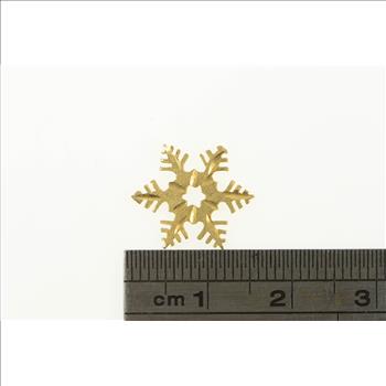 14K Snow Flake Diamond Cut Winter Season Symbol Yellow Gold Charm/Pendant