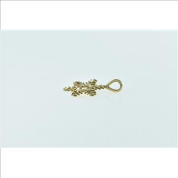 14K Snow Flake Winter Motif Cold Weather Yellow Gold Charm/Pendant