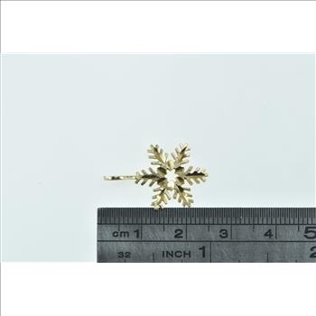 14K Snow Flake Winter Motif Cold Weather Yellow Gold Charm/Pendant