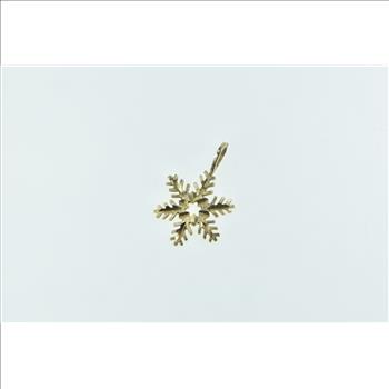 14K Snow Flake Winter Motif Cold Weather Yellow Gold Charm/Pendant