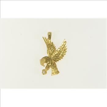 14K Soaring Flying Eagle Patriotic Bird Yellow Gold Charm/Pendant