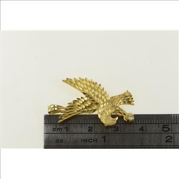 14K Soaring Flying Eagle Patriotic Bird Yellow Gold Charm/Pendant