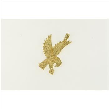 14K Soaring Flying Eagle Patriotic Bird Yellow Gold Charm/Pendant