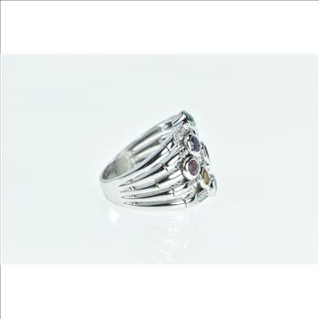 14K Sonia B Bitton Diamond Layered Stacking Band White Gold Ring, Size 9