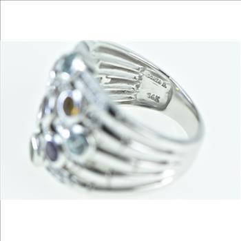 14K Sonia B Bitton Diamond Layered Stacking Band White Gold Ring, Size 9