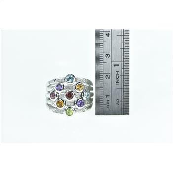 14K Sonia B Bitton Diamond Layered Stacking Band White Gold Ring, Size 9