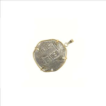 14K Spanish Shipwreck Coin Statement Yellow Gold Pendant