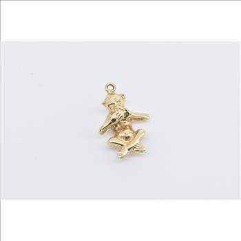 14K Speak No Evil Monkey Novelty 3D Symbol Yellow Gold Charm/Pendant