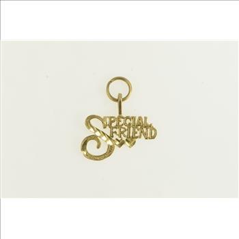 14K Special Friend Word Cut Out Friendship Yellow Gold Charm/Pendant