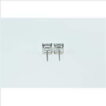 14K Square Princess CZ Solitaire Classic Stud White Gold Earrings