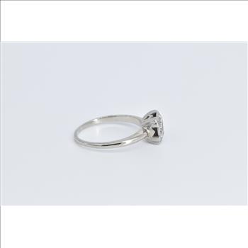 14K Square Vintage Natural Diamond Statement White Gold Ring, Size 9.75