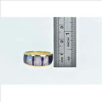 14K Sugilite Opal Inlay Ornate Band Statement Yellow Gold Ring, Size 7.75