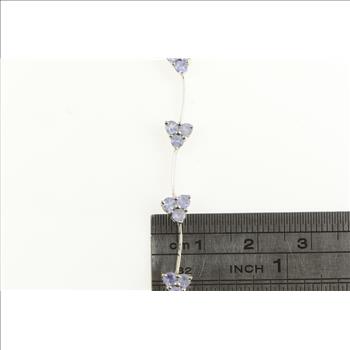 14K Tanzanite Cluster Triangle Wavy Link White Gold Bracelet 6.75