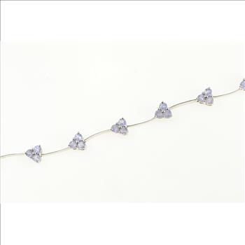 14K Tanzanite Cluster Triangle Wavy Link White Gold Bracelet 6.75