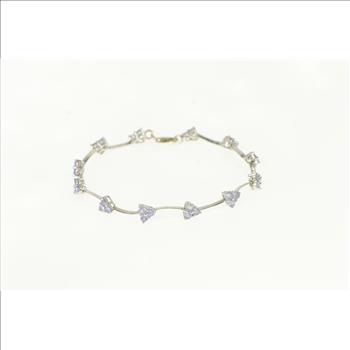 14K Tanzanite Cluster Triangle Wavy Link White Gold Bracelet 6.75