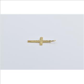 14K Textured Cross Christian Faith Symbol Yellow Gold Charm/Pendant