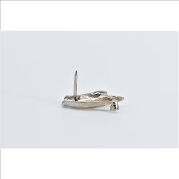 14K Textured Diamond In Hand Ornate Lapel White Gold Pin/Brooch