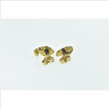 14K Textured Nugget Raw Cluster Pebble Stud Yellow Gold Earrings