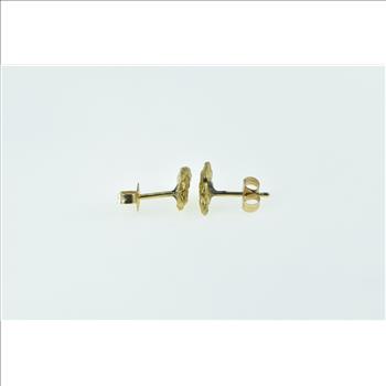 14K Textured Nugget Raw Cluster Pebble Stud Yellow Gold Earrings