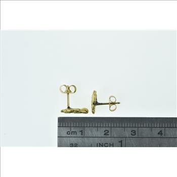 14K Textured Nugget Raw Cluster Pebble Stud Yellow Gold Earrings