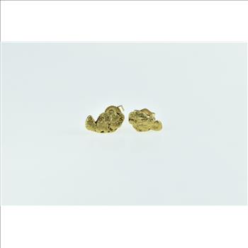 14K Textured Nugget Raw Cluster Pebble Stud Yellow Gold Earrings