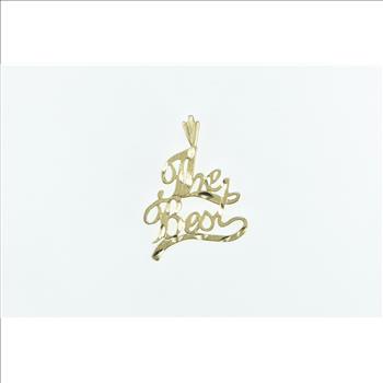 14K The Best Cursive Word Cut Out Yellow Gold Pendant