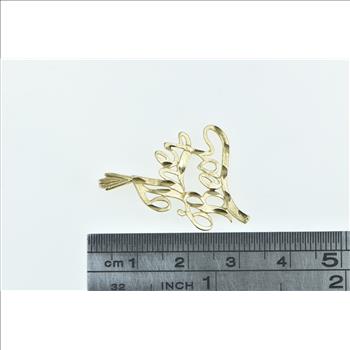 14K The Best Cursive Word Cut Out Yellow Gold Pendant