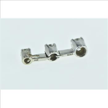 14K Three Stone Diamond Bar Journey White Gold Pendant