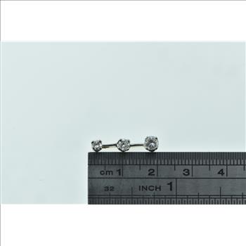 14K Three Stone Diamond Bar Journey White Gold Pendant