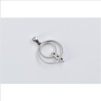 14K Tiered Diamond Circle Journey Symbol White Gold Pendant