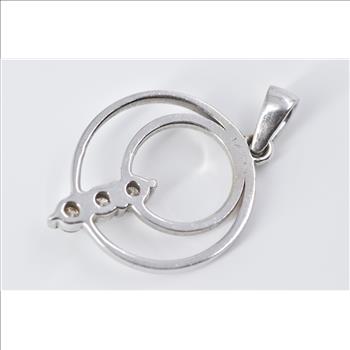 14K Tiered Diamond Circle Journey Symbol White Gold Pendant