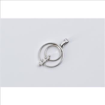 14K Tiered Diamond Circle Journey Symbol White Gold Pendant