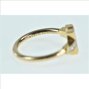 14K Tiffany & Co. T Wire Diamond Mother of Pearl Rose Gold Ring, Size 6