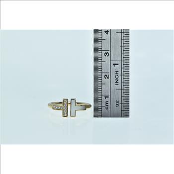 14K Tiffany & Co. T Wire Diamond Mother of Pearl Rose Gold Ring, Size 6