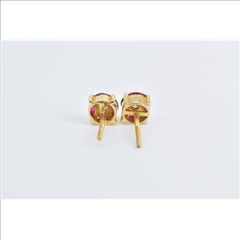 14K Tourmaline Flower Cluster Blossom Stud Yellow Gold Earrings