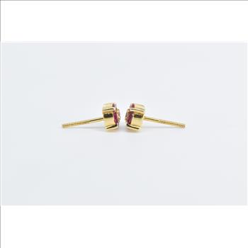 14K Tourmaline Flower Cluster Blossom Stud Yellow Gold Earrings