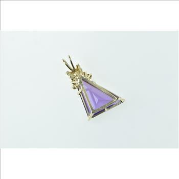 14K Trillion Amethyst Diamond Accent Statement Yellow Gold Pendant