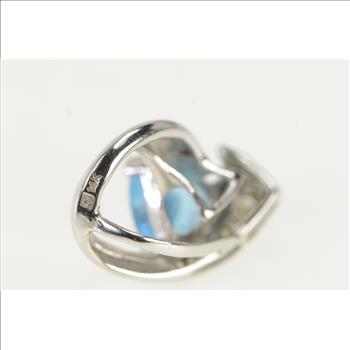 14K Trillion Blue Topaz Diamond Loop White Gold Pendant