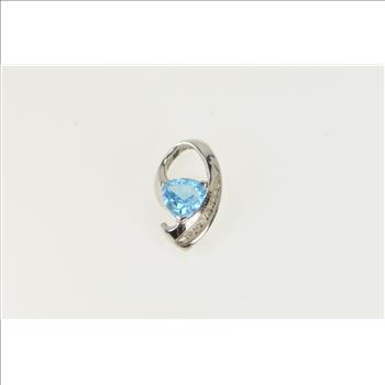 14K Trillion Blue Topaz Diamond Loop White Gold Pendant