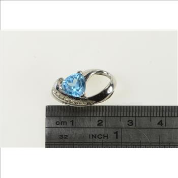 14K Trillion Blue Topaz Diamond Loop White Gold Pendant