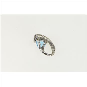 14K Trillion Blue Topaz Diamond Loop White Gold Pendant