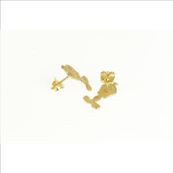 14K Tweety Bird Cartoon Character Stud Yellow Gold Earrings