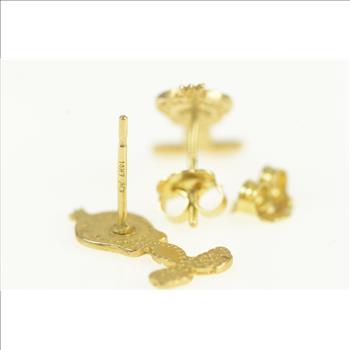 14K Tweety Bird Cartoon Character Stud Yellow Gold Earrings