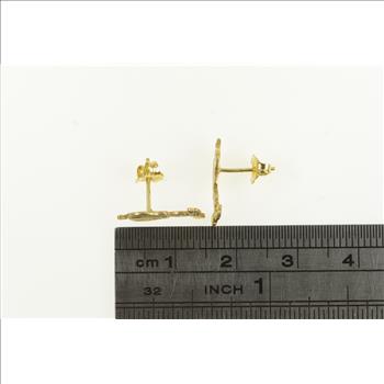 14K Tweety Bird Cartoon Character Stud Yellow Gold Earrings