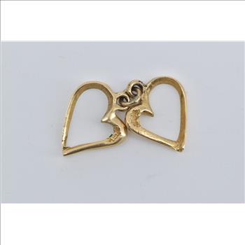 14K Two Hearts Eternal Love Symbol Romantic Yellow Gold Charm/Pendant