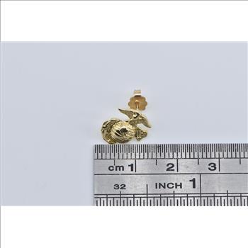 14K United States Marine Corps USMC Single Stud Yellow Gold Earring