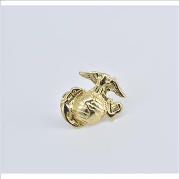 14K United States Marine Corps USMC Single Stud Yellow Gold Earring