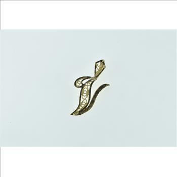 14K V Cursive Monogram Letter Name Yellow Gold Charm/Pendant