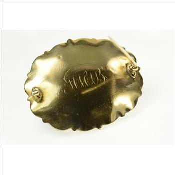 14K Victorian Blue Enamel Diamond Pearl Mourning Yellow Gold Pin/Brooch